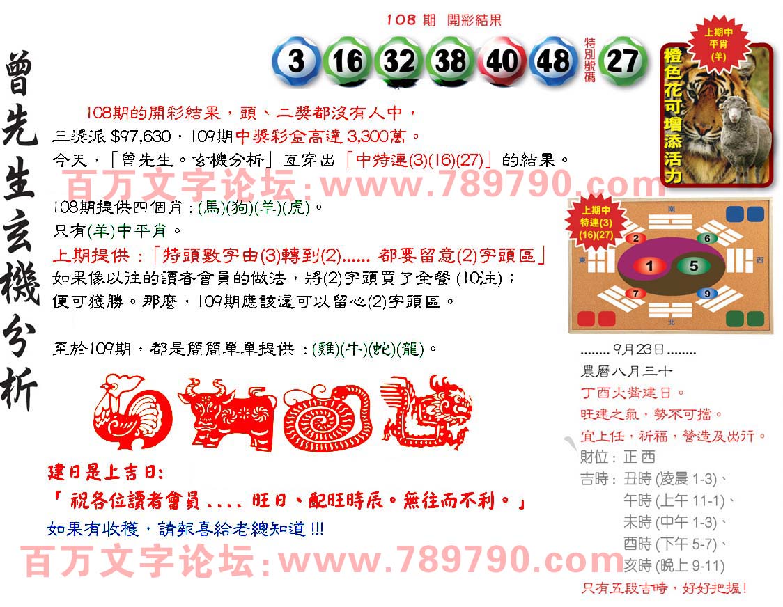 109期：彩民推荐六合皇信箱+貼信(紅字：四目交投)